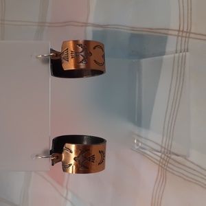 Southwestern Style Solid Copper Tribal Hoop Pierced Earrings